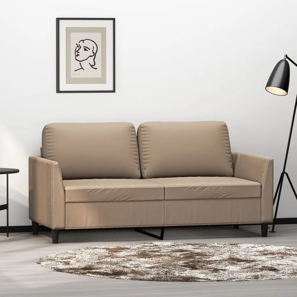 359337 vidaXL Canapea cu 2 locuri, cappuccino, 140 cm, piele ecologică