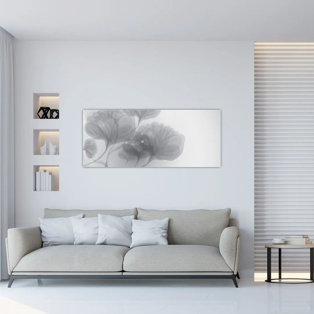 Tablou - Flori în nuanțe gri (120x50 cm)