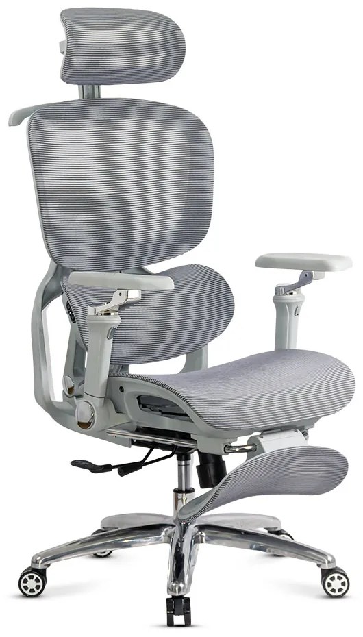 Scaun ergonomic gri de birou cu suport lombar încălzit cu masaj și șezut cu ventilație SYYT 9521