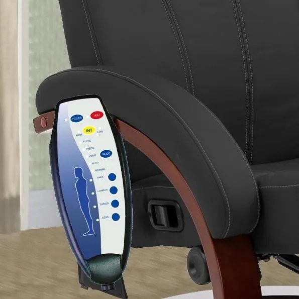 Fotoliu de masaj relaxant, reglabil, cu funcție de încălzire VINTAGE - negru