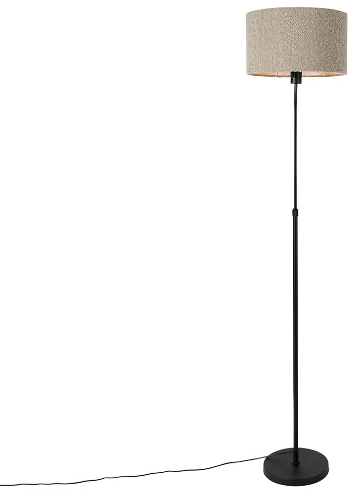 Lampa de podea neagra reglabila cu abajur boucle taupe 35 cm - Parte