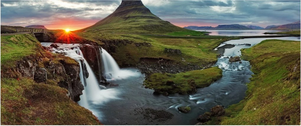 Tablou - Kirkjufell la apus (120x50 cm)