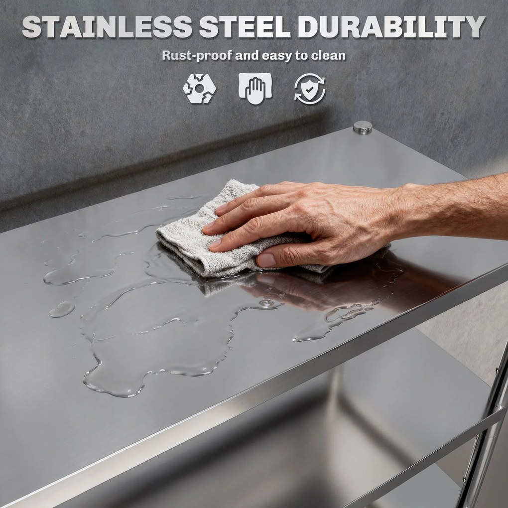 HOMCOM Raft de Bucătărie cu 5 Nivele din Oțel Inoxidabil 201, Argintiu | Aosom Romania