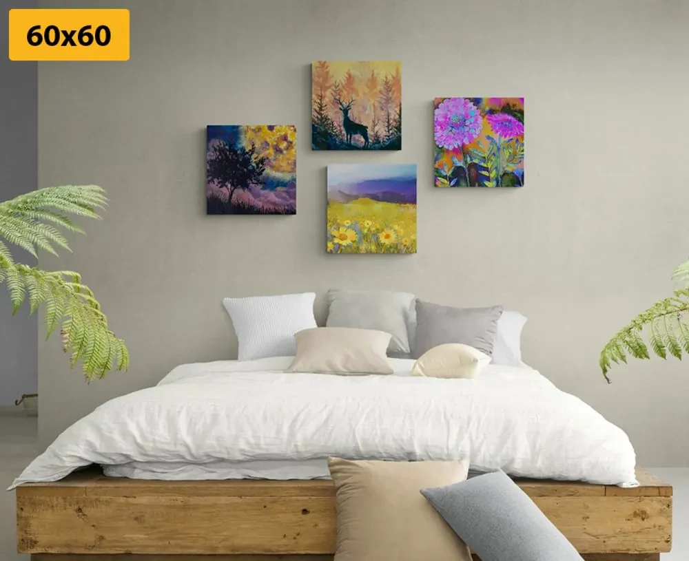 Set tablouri cerb în natură imitația picturii în ulei