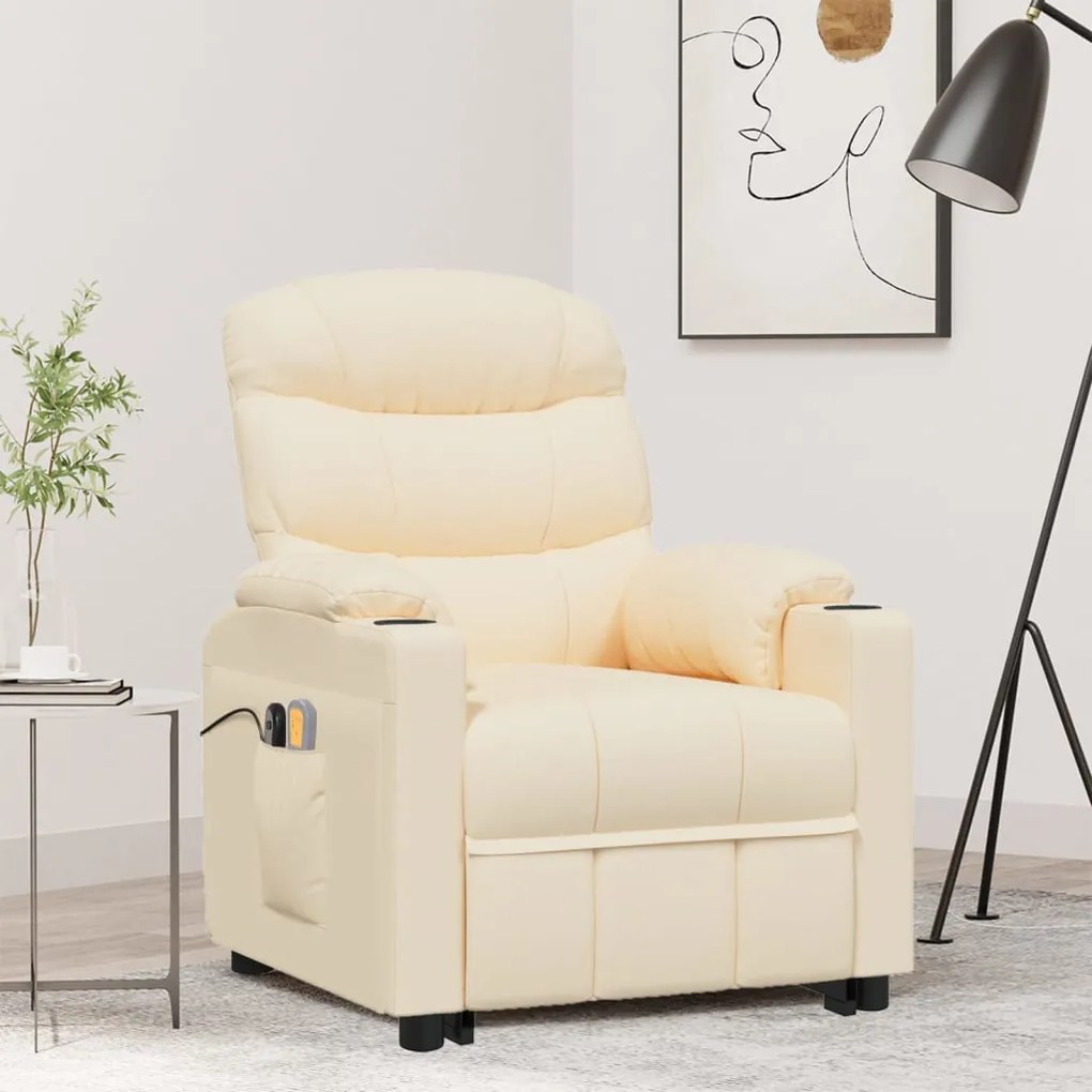 3143550 vidaXL Fotoliu de masaj electric cu ridicare, crem, textil
