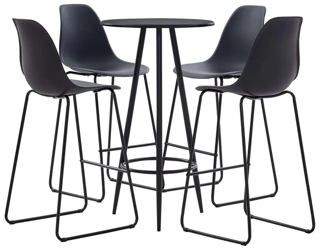 vidaXL Set de bar, 5 piese, negru, plastic