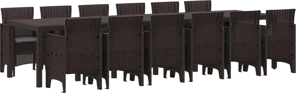 vidaXL Set de masă pentru grădină 13 pcs Maro Ratan Polt
