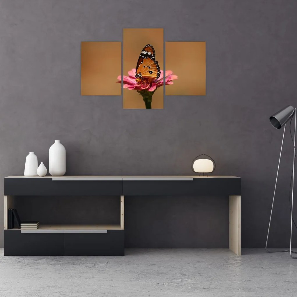 Tablou cu fluture pe floare (90x60 cm)