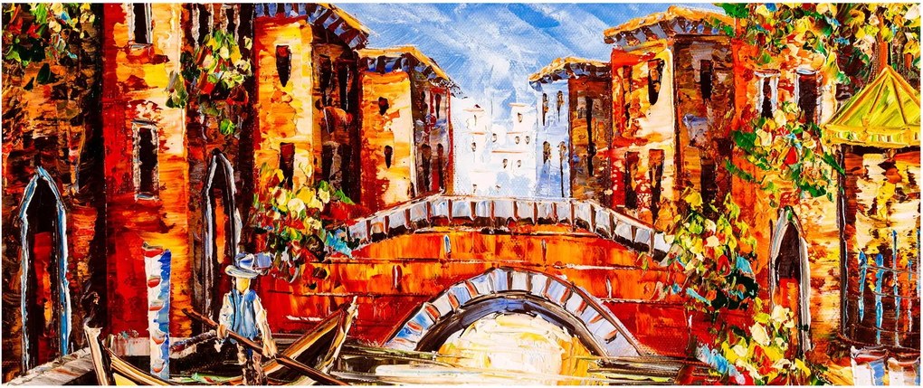 Tablou - Pictură în ulei a orașului III. (120x50 cm)