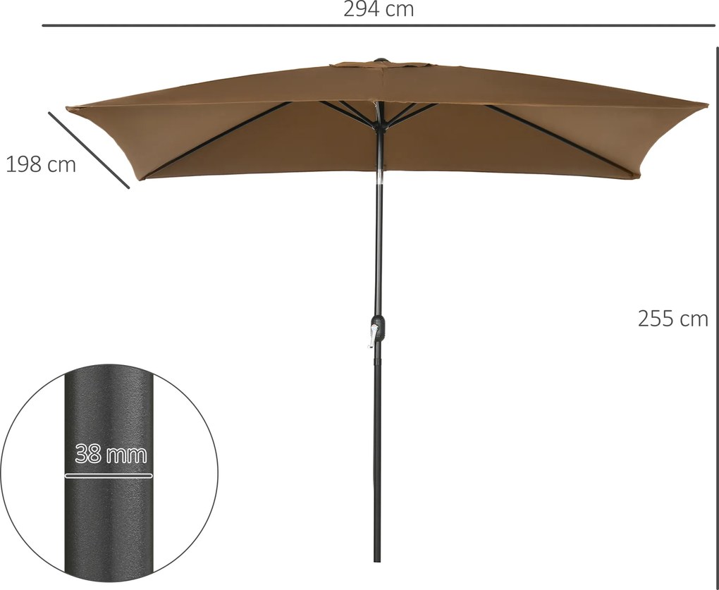 Outsunny Umbrela de Gradina Dreptunghiulara 195×295 cm – Alb | Aosom Romania
