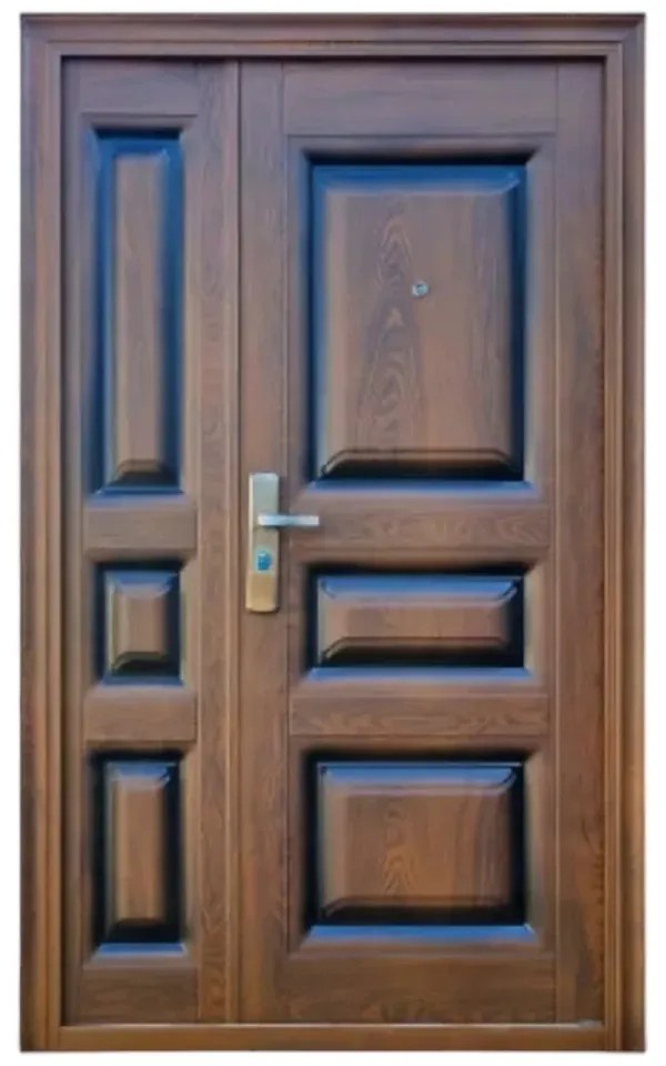 Usa metalica dubla de exterior cu izolatie si vizor Novo Doors ND5001 ,deschidere stanga dreapta, 1 yala, dimensiuni multiple,tabla 0.7 mm, balamale