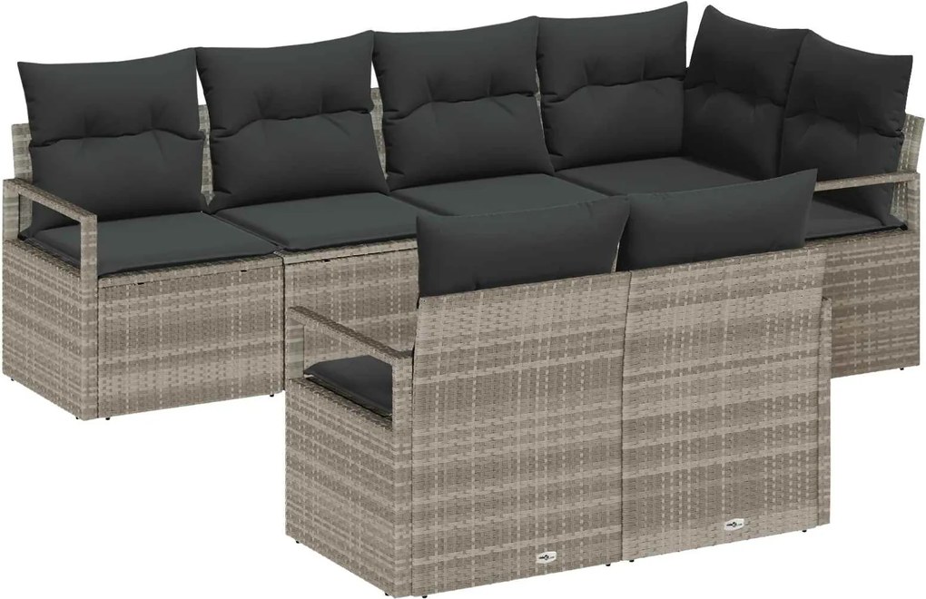 vidaXL Set de canapea 7 pcs Gri deschis poliratan