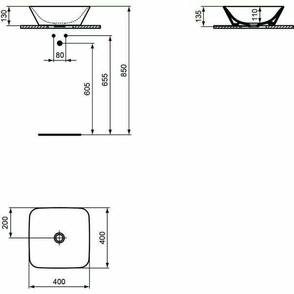 Lavoar pe blat Ideal Standard Connect Air 40x40