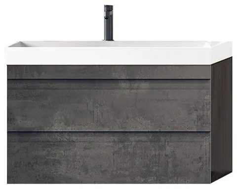 Set mobilier și lavoar suspendat, Kolpasan, Naomi, cu 2 sertare, 70 cm, dark concrete