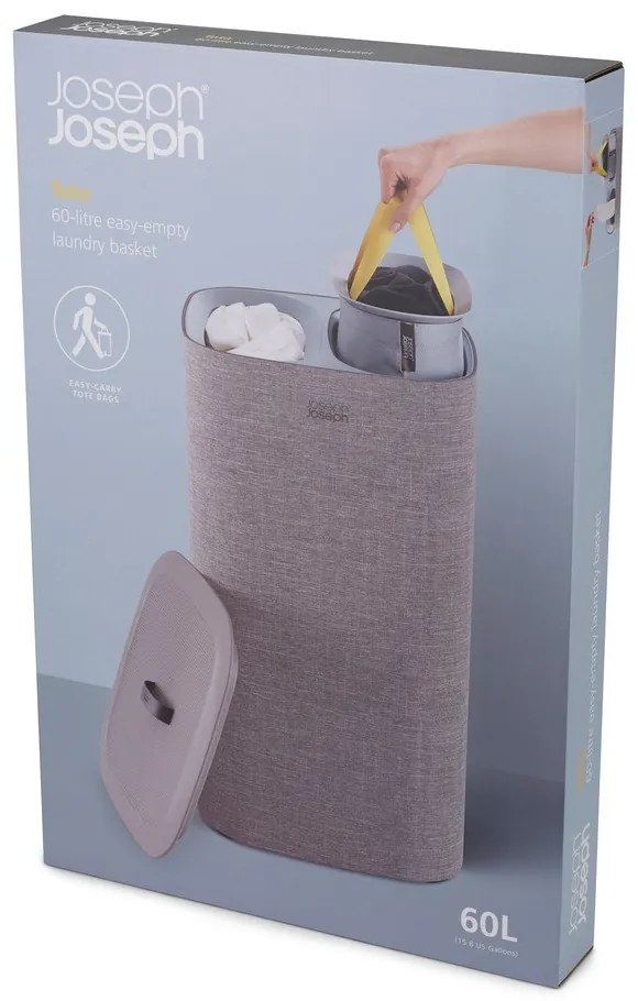 Coș de rufe din material textil Joseph Joseph Tota, 60 l, gri