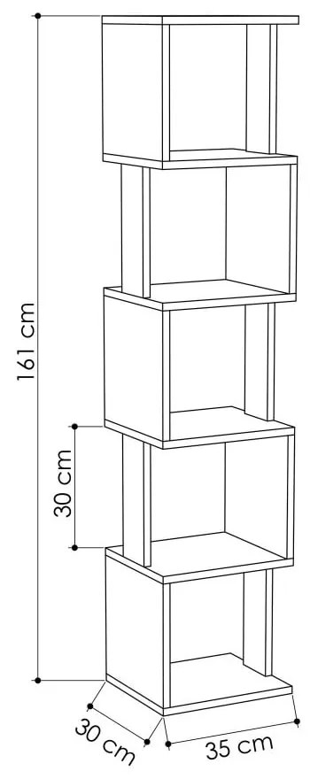 Bibliotecă Piri Sonomo Anthracite, maro - gri antracit