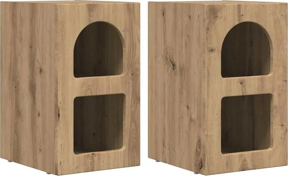 vidaXL Noptieră 2 pcs Stejar Artizanal 29,5 x 33,5 x 50 cm