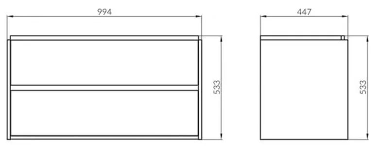 Dulap baie suspendat Cersanit Crea pentru lavoar incastrabil, 100 cm, gri