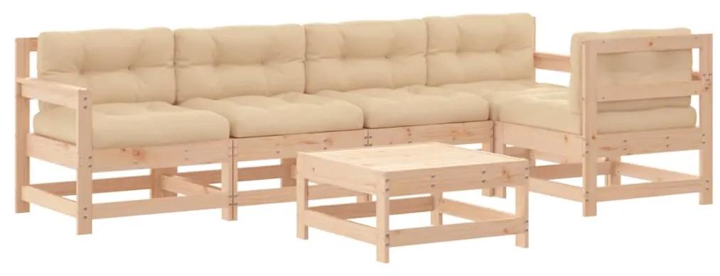 3185990 vidaXL Set mobilier relaxare de grădină & perne 6 piese lemn masiv pin