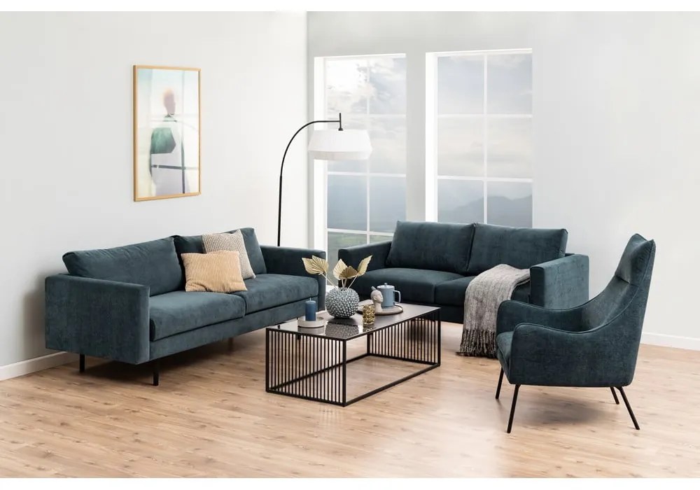 Măsuță de cafea neagră cu blat din sticlă 60x120 cm Strington – Actona