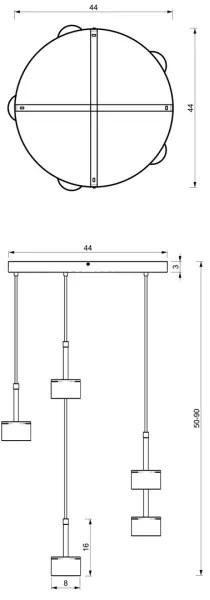 Lustră pe cablu ARENA 5xGX53/11W/230V albă/aurie