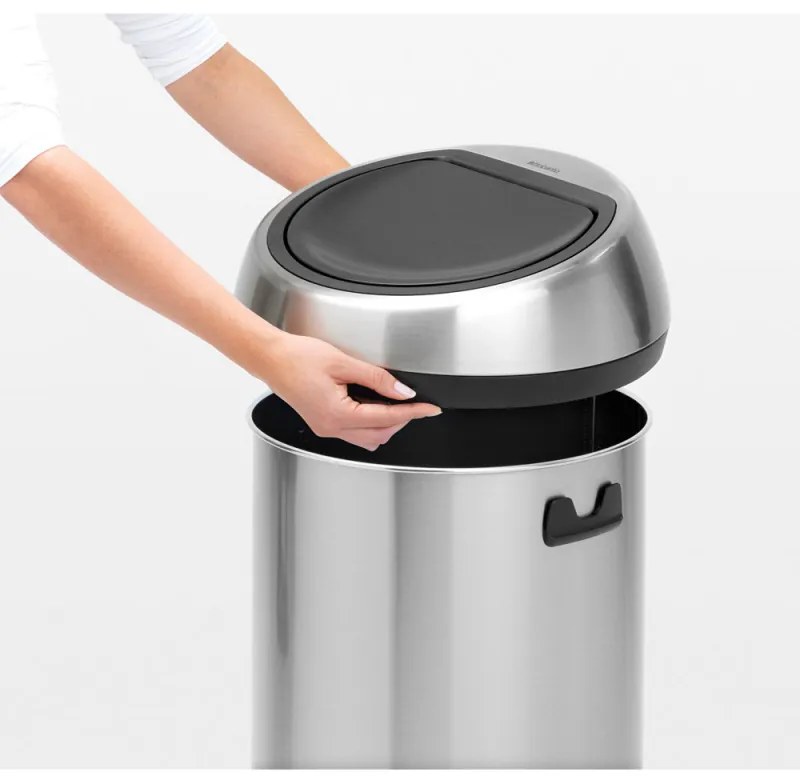 Cos de gunoi Brabantia Touch Bin 647251, 60 L, Deschidere lina si silentioasa, Negru/inox