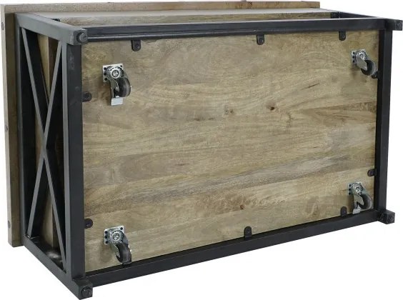Măsuță de cafea din lemn de mango și metal, natur și negru, cu blat ridicabil și raft, finisaj mat, 44 x 116 x 74 cm, „Barlow” – Ethnic Collections