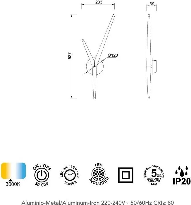 Aplica de perete minimalista LED Arrecife alba