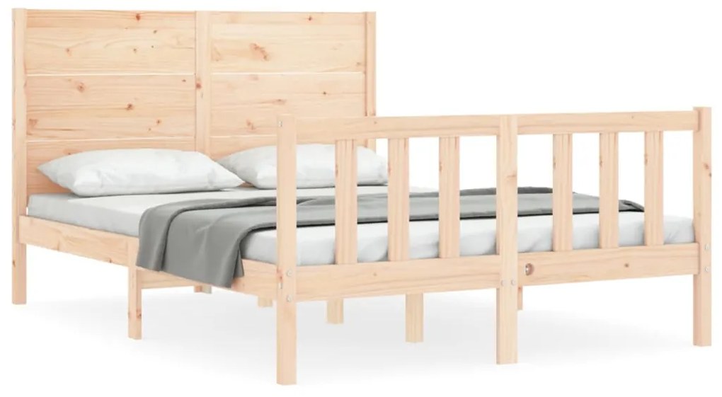 3192721 vidaXL Cadru de pat cu tăblie, dublu mic, lemn masiv