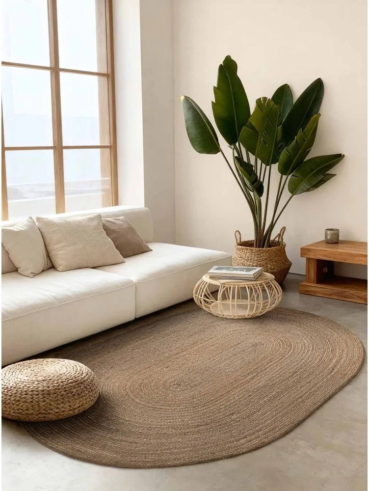 Covor în culoare naturală închisă reversibil/țesut manual din iută 160x230 cm Braided – Hanse Home