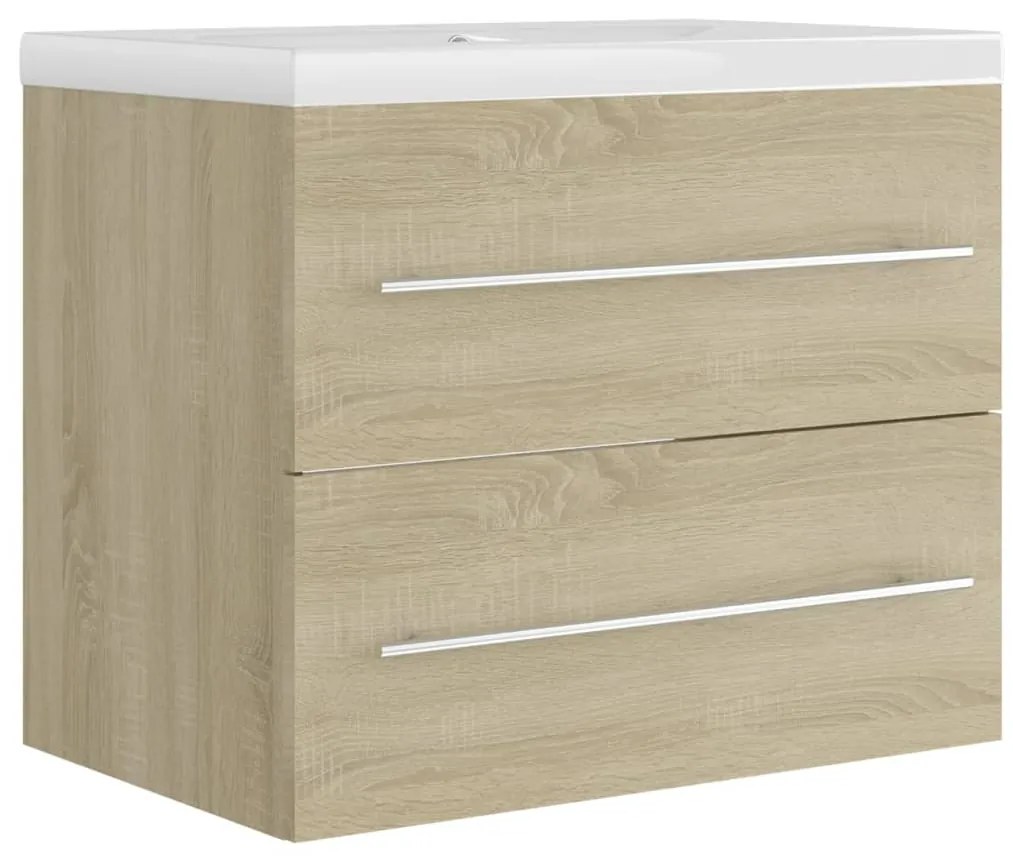 3099044 vidaXL Dulap cu chiuvetă încorporată, stejar sonoma, lemn prelucrat