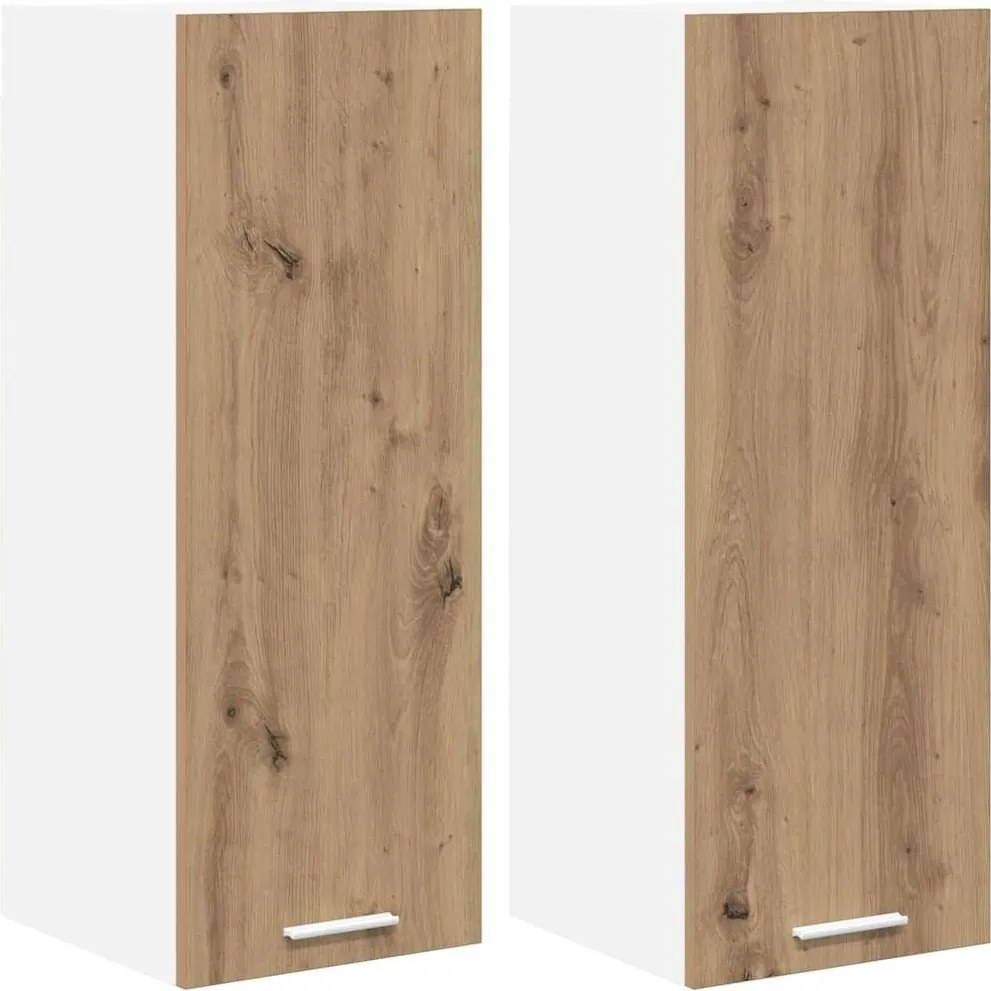 vidaXL Dulap suspendat 2 pcs Stejar Artisan și Alb 30 x 31 x 80 cm
