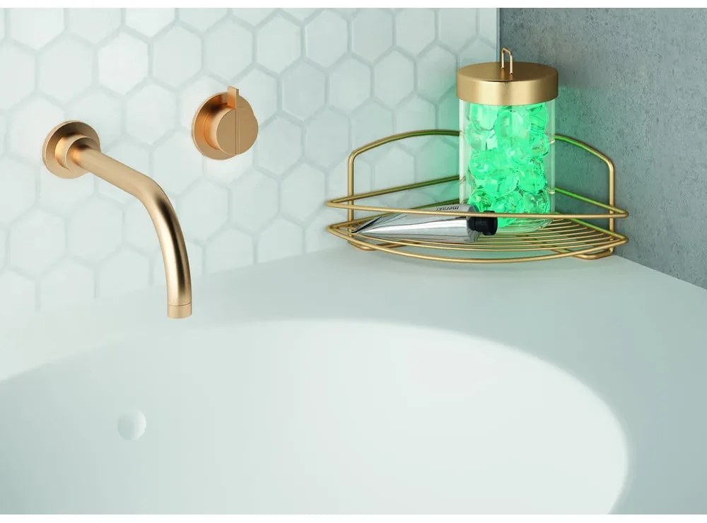 Raft pentru baie auriu de colț din oțel Onda – Metaltex