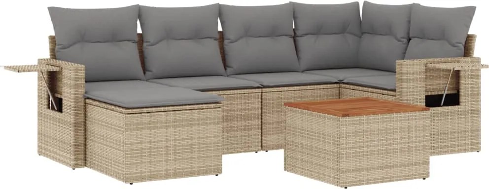 vidaXL Set canapele de grădină, 7 piese, cu perne, bej, poliratan