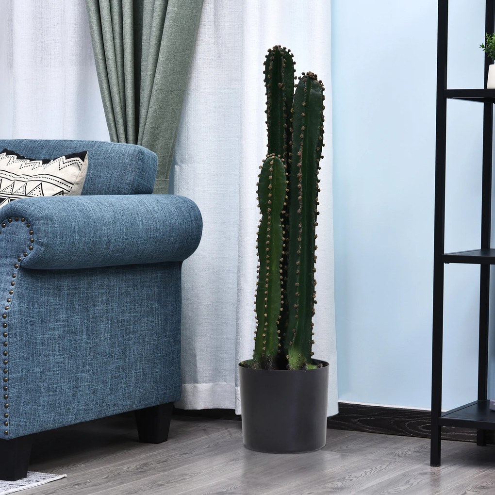 Outsunny Cactus artificial, realist, plantă artificială mare, dim. Ø 17 x 98H cm, verde | Aosom Romania