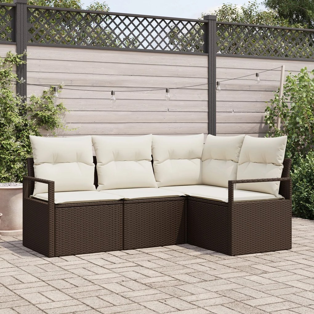 vidaXL Set de canapele pentru grădină 4 pcs Maro Rattan poli