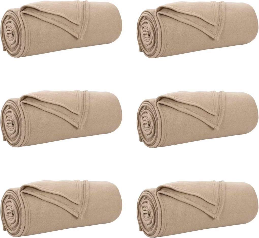 vidaXL Pături de aruncat 6 pcs Culoare Cămilă 270 x 240 cm Molton