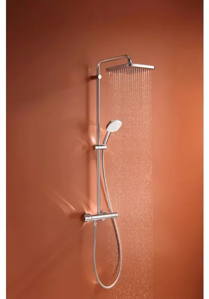 Coloana de dus Grohe Tempesta 250 Cube cu baterie termostatata crom lucios