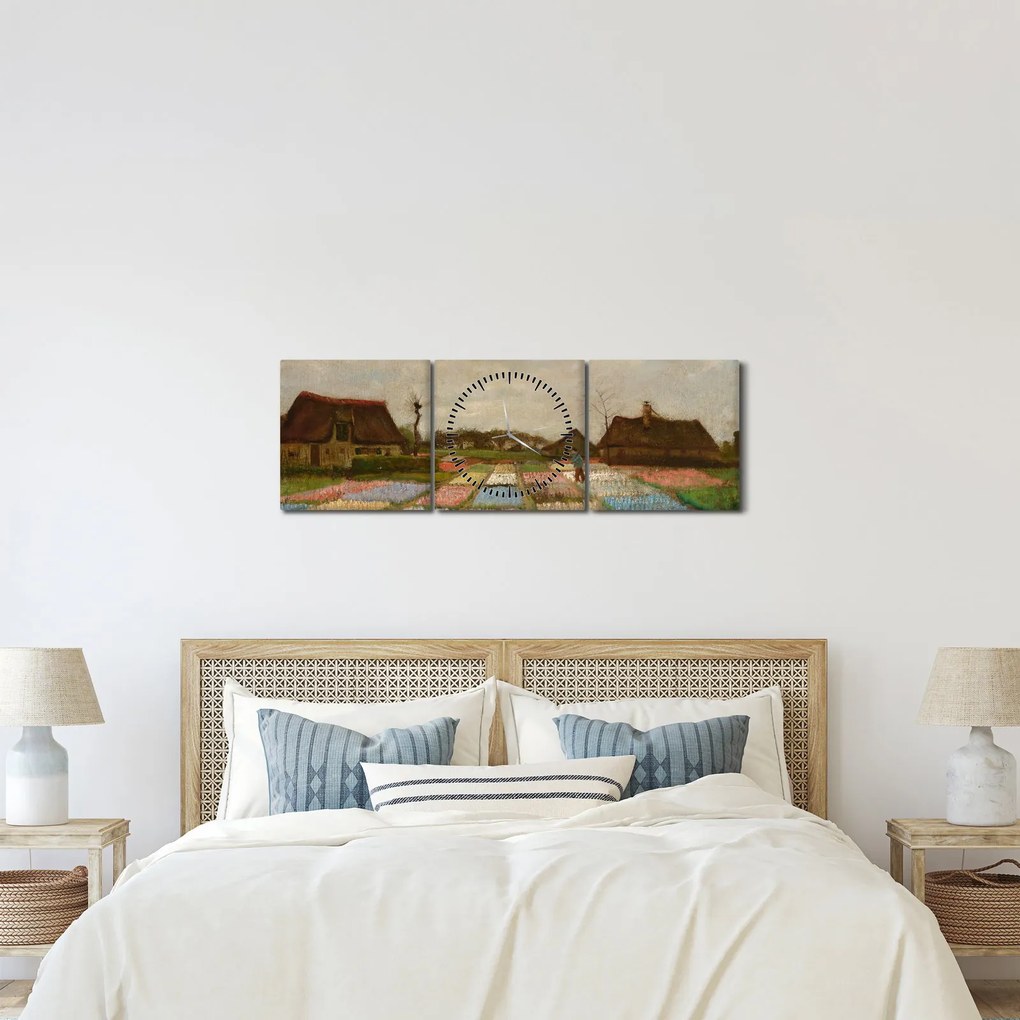 Tablou - Vincent van Gogh, Flower Beds in Holland, reproducere (cu ceas) (90x30 cm)