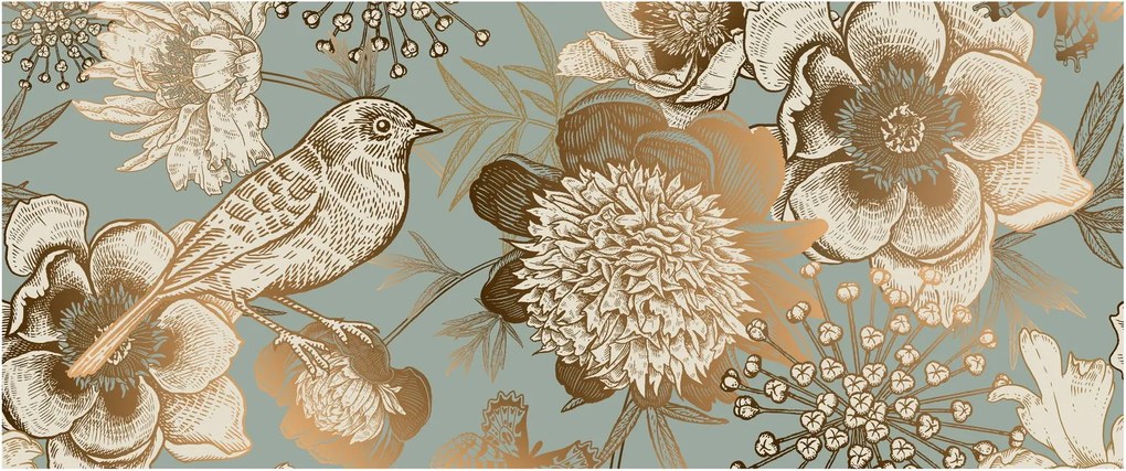 Tablou - Grădină cu o pasăre (120x50 cm)