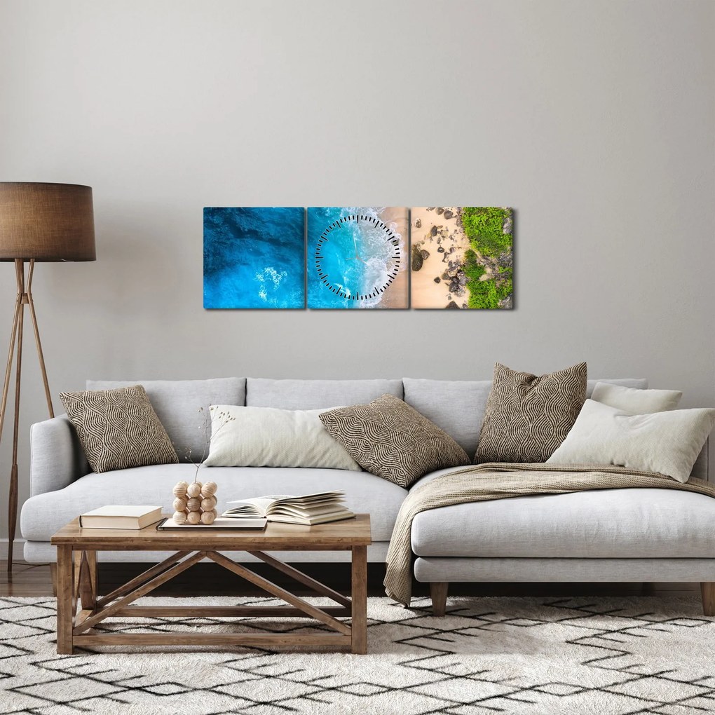 Tablou Plaja din Indonezia (cu ceas) (90x30 cm)