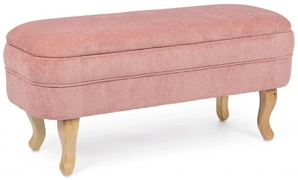 Bancheta roz din catifea, cu spatiu de depozitare, Chenille Bizzotto