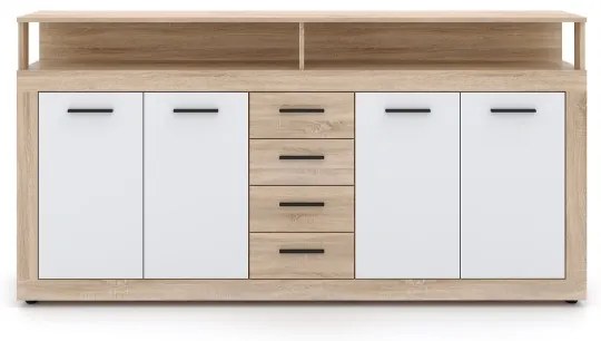 Comodă RUNA, stejar Sonoma/alb