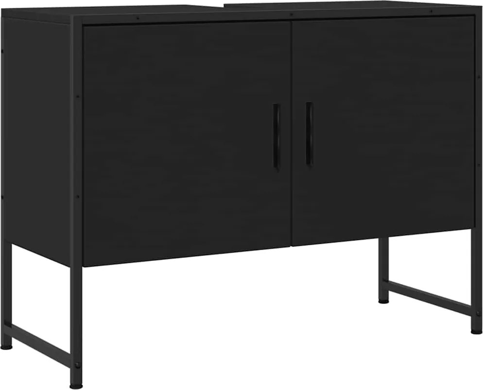 vidaXL Dulap chiuveta de baie, negru, 80x33x60 cm, lemn compozit