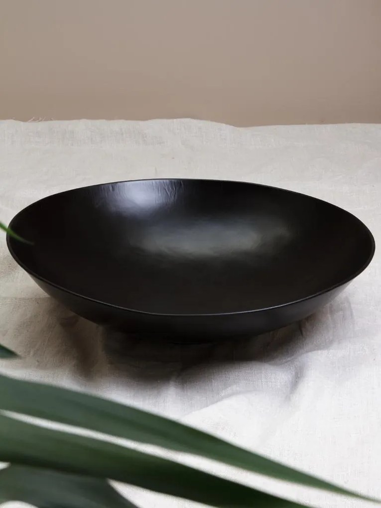 Bol servire, negru, din metal, Extra