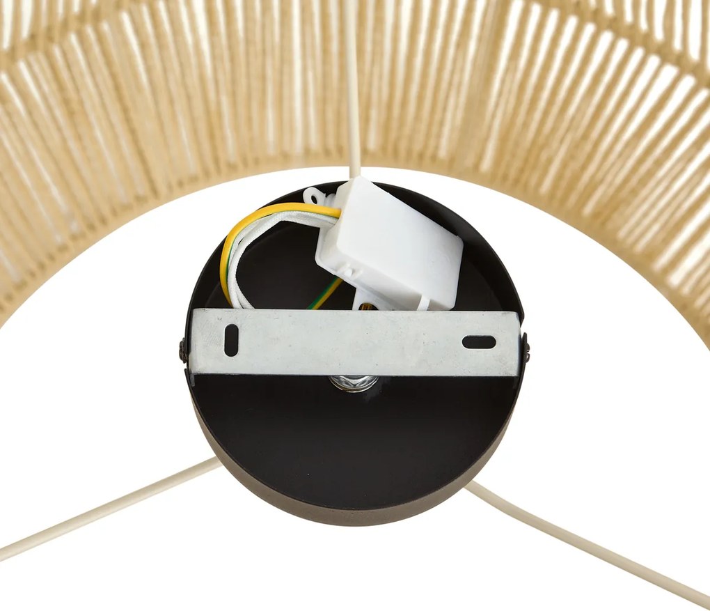 Plafondlamp zwart met beige papieren kap 50/50/30 - Combi