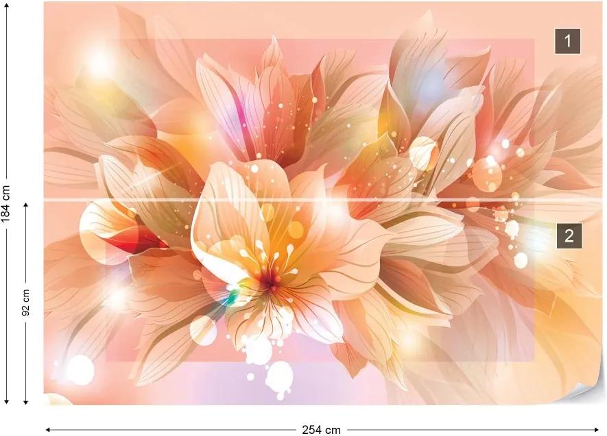 GLIX Fototapet - Flowers Modern Orange Vliesová tapeta  - 254x184 cm