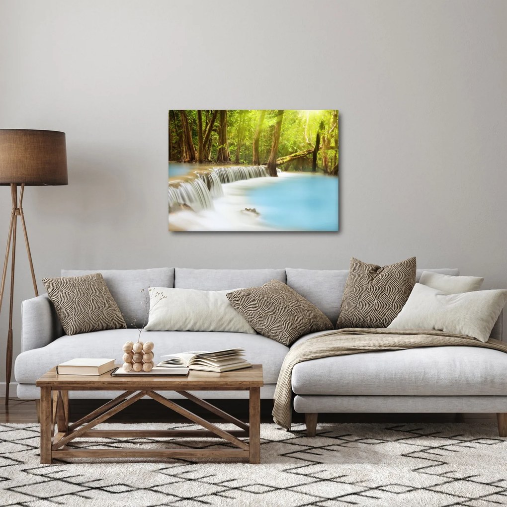 Tablou cu cascada Huai Mae Kamin în pădure (70x50 cm)