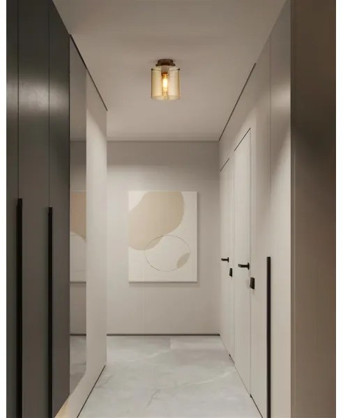 Searchlight 88911-1MO - Plafonieră SWEDEN 1xE27/60W/230V Ø22 cm maro/fumuriu