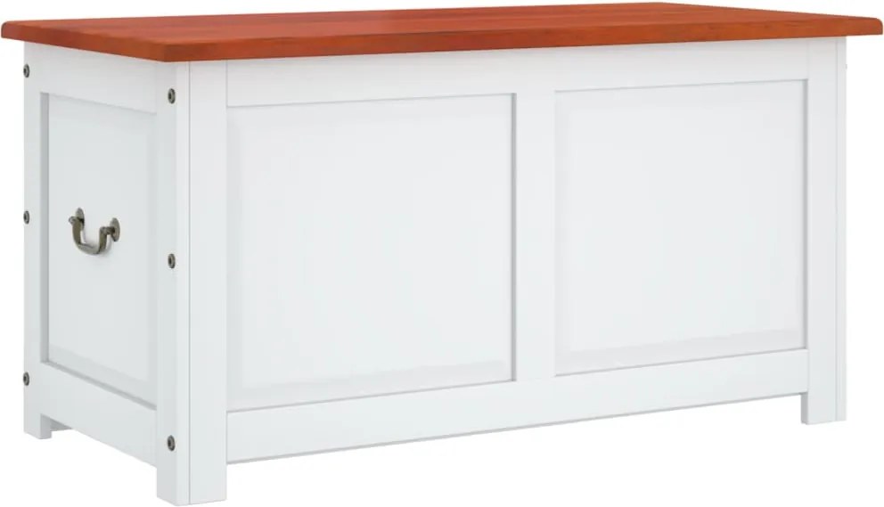 vidaXL Cufăr de depozitare cu capac, maro și alb, lemn masiv de acacia